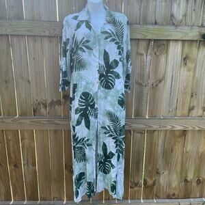 Love In Palm leaf print button front 3/4 sleeve beach dress